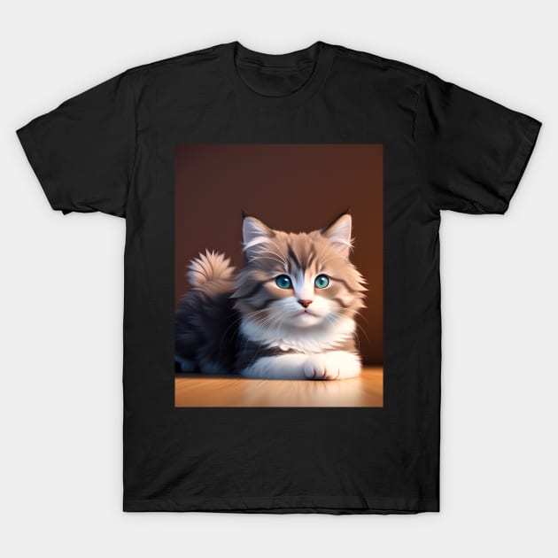 Adorable Kitten - Modern digital art T-Shirt by Ai-michiart